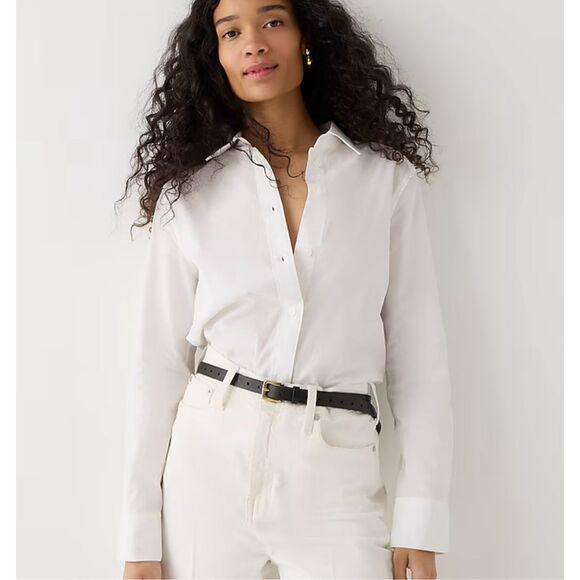 J. Crew Slim-Fit Stretch Cotton Poplin Shirt White Size 2 - Picture 2 of 10